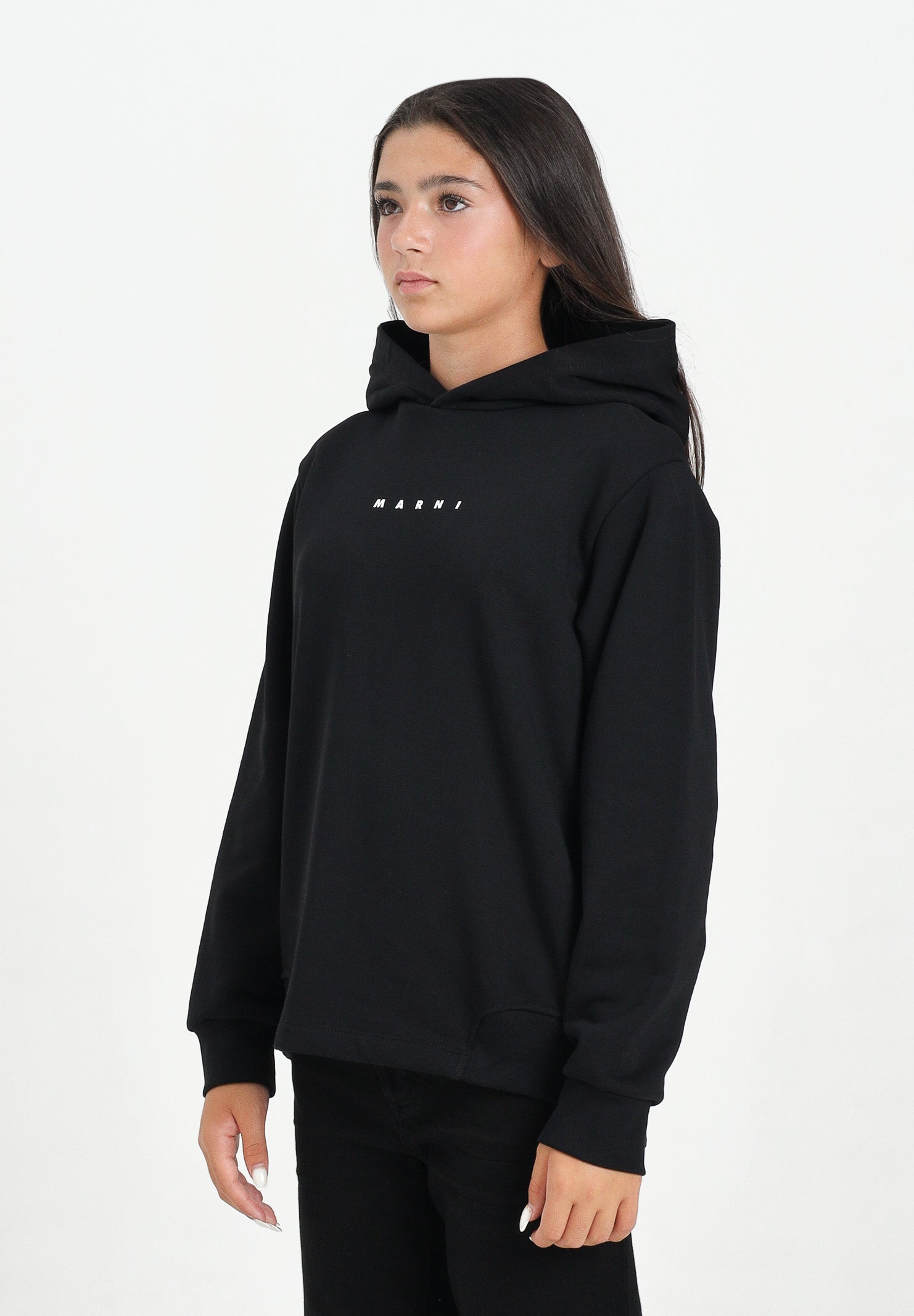 MARNI Felpa con cappuccio nera per donna, ragazzi e bambini con logo M01576M00V0 0M900 MARNI 