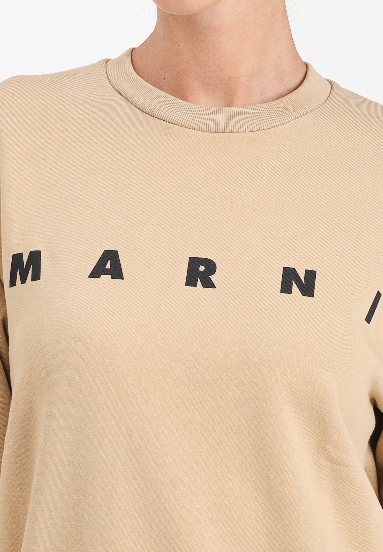 MARNI Felpa girocollo beige per donna, ragazzi e bambini con logo istituzionale M01612M00V0 0M715 MARNI 