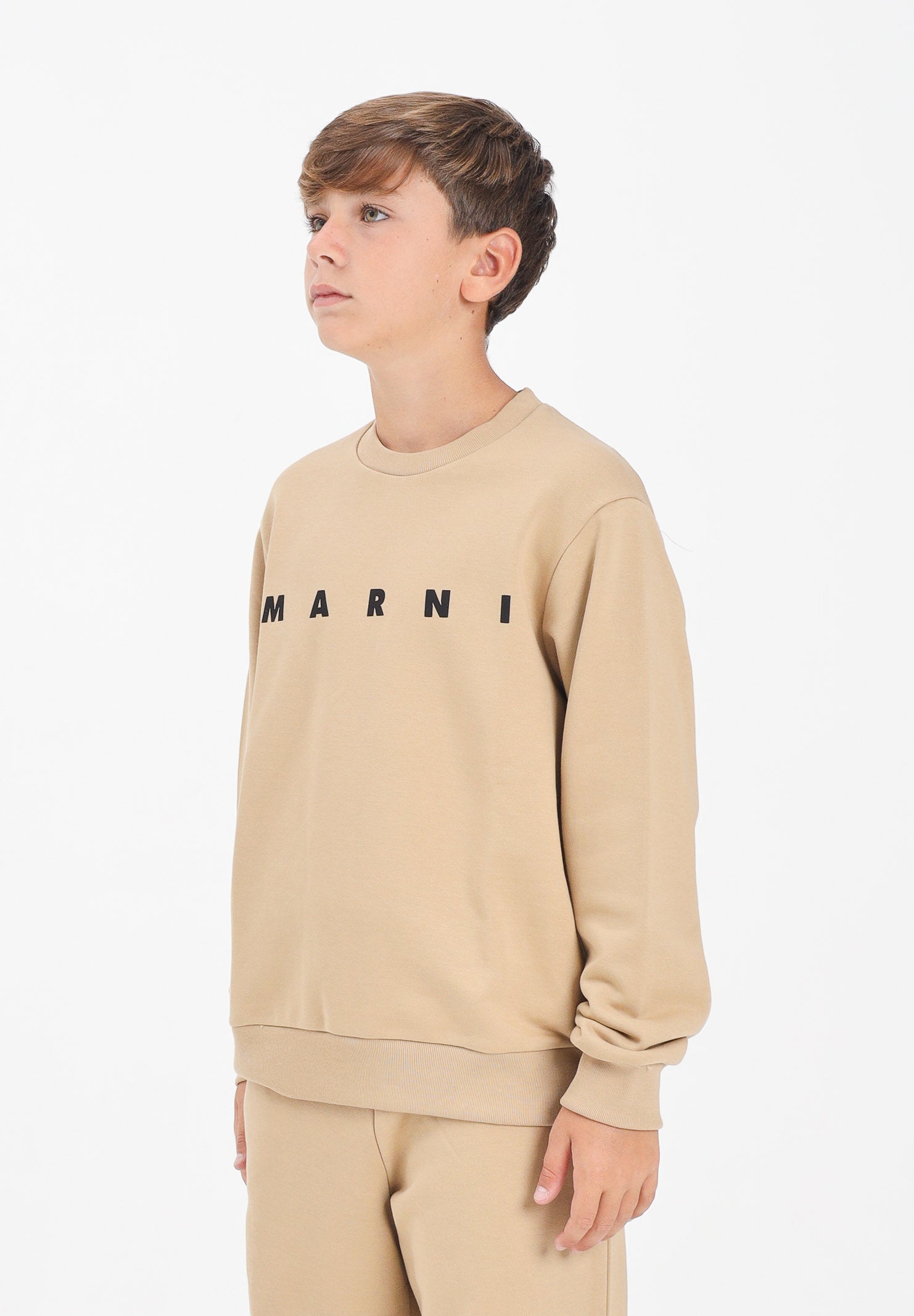 MARNI Felpa girocollo beige per donna, ragazzi e bambini con logo istituzionale M01612M00V0 0M715 MARNI 