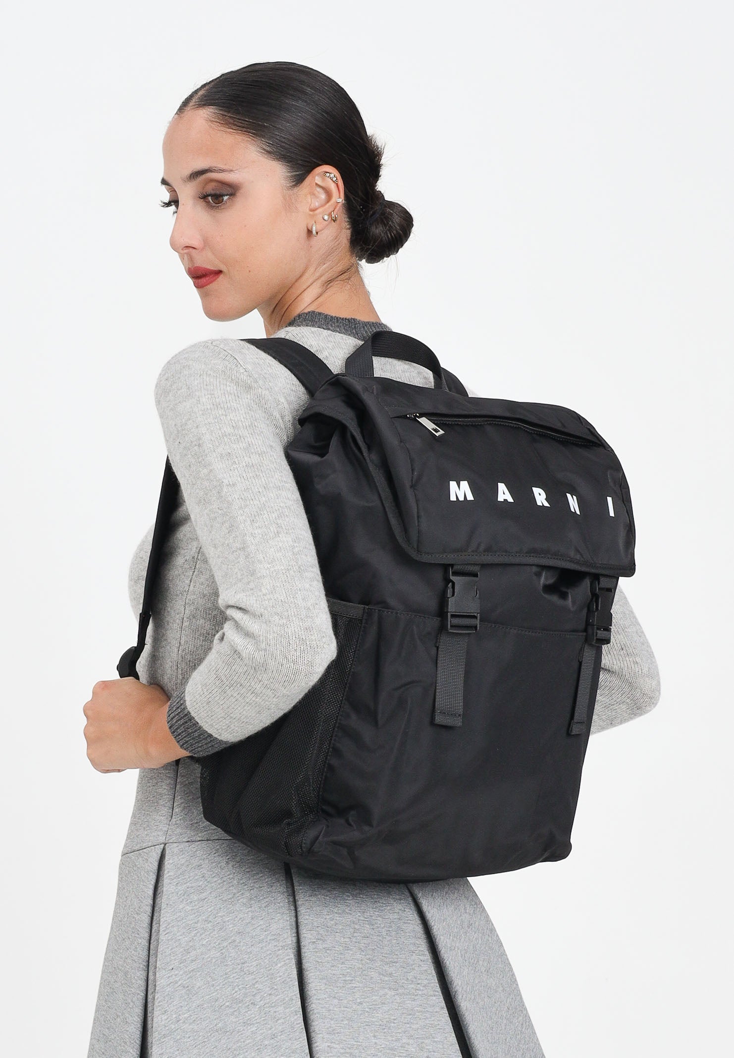 MARNI Zaino nero per uomo e donna con logo M01637M00TJ 0M900 MARNI 