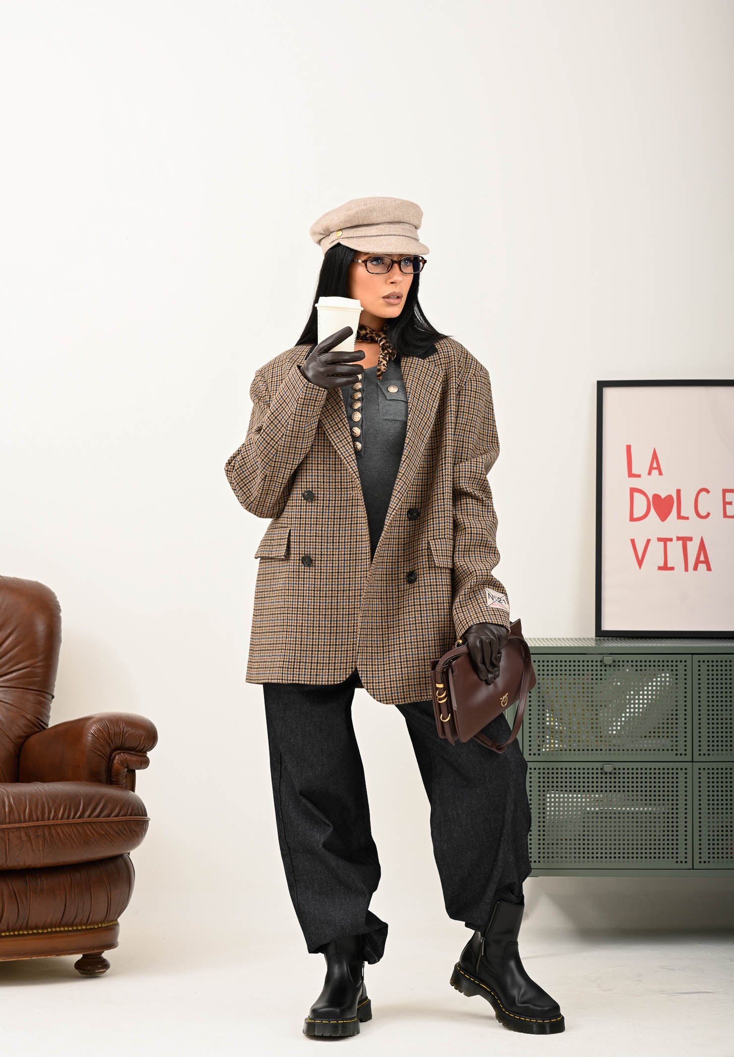 N21 Giacca doppiopetto in Harris Tweed beige per donna e ragazze N2107EN0441 0N720 N21 