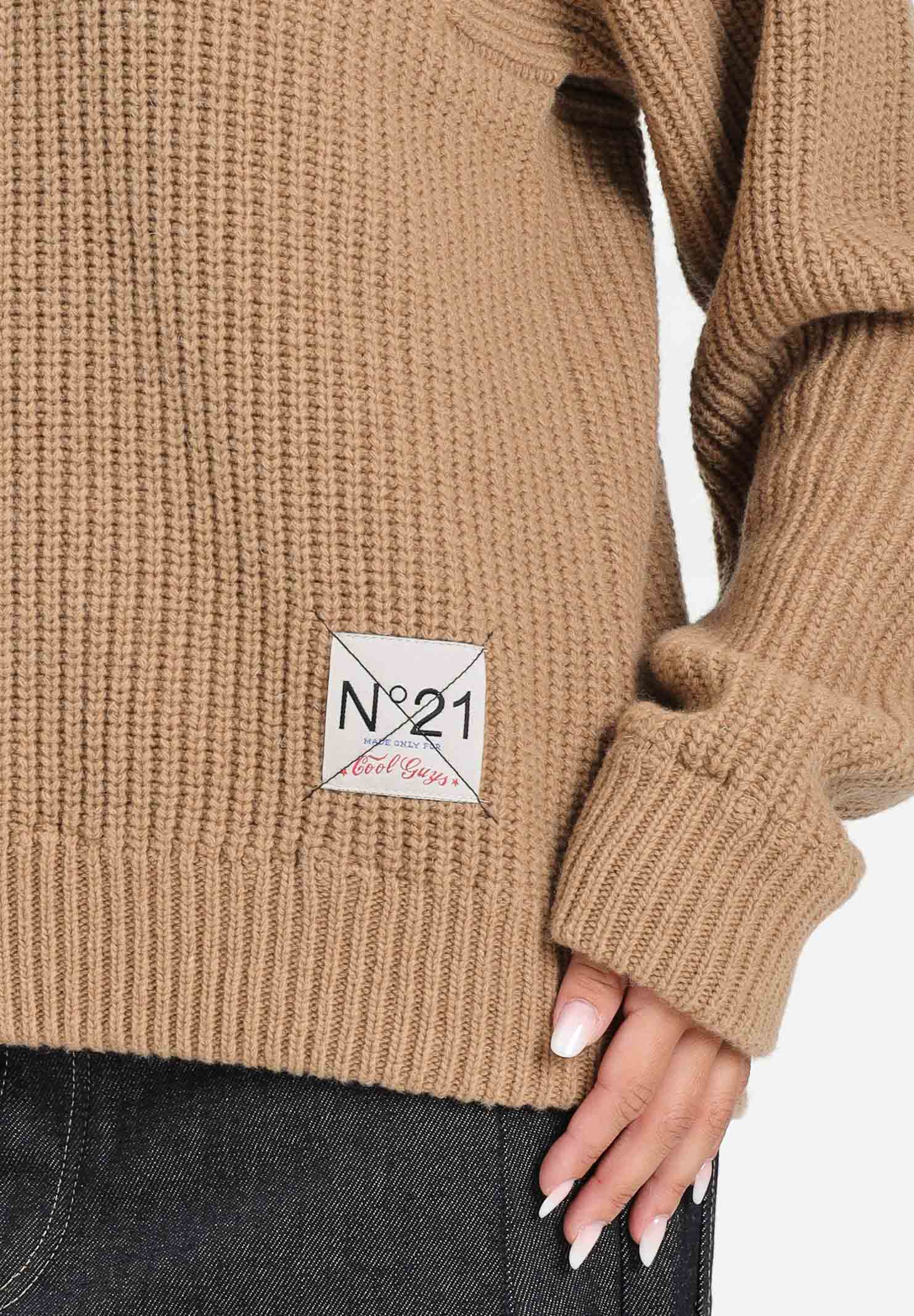 N21 Maglione con cappuccio color cammello e nero per donna, ragazzi e bambini N2108LN0453 0N720 N21 