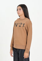 N21 Felpa girocollo cammello per donna, ragazzi e bambini con logo a contrasto N21588N0154 0N720 N21 