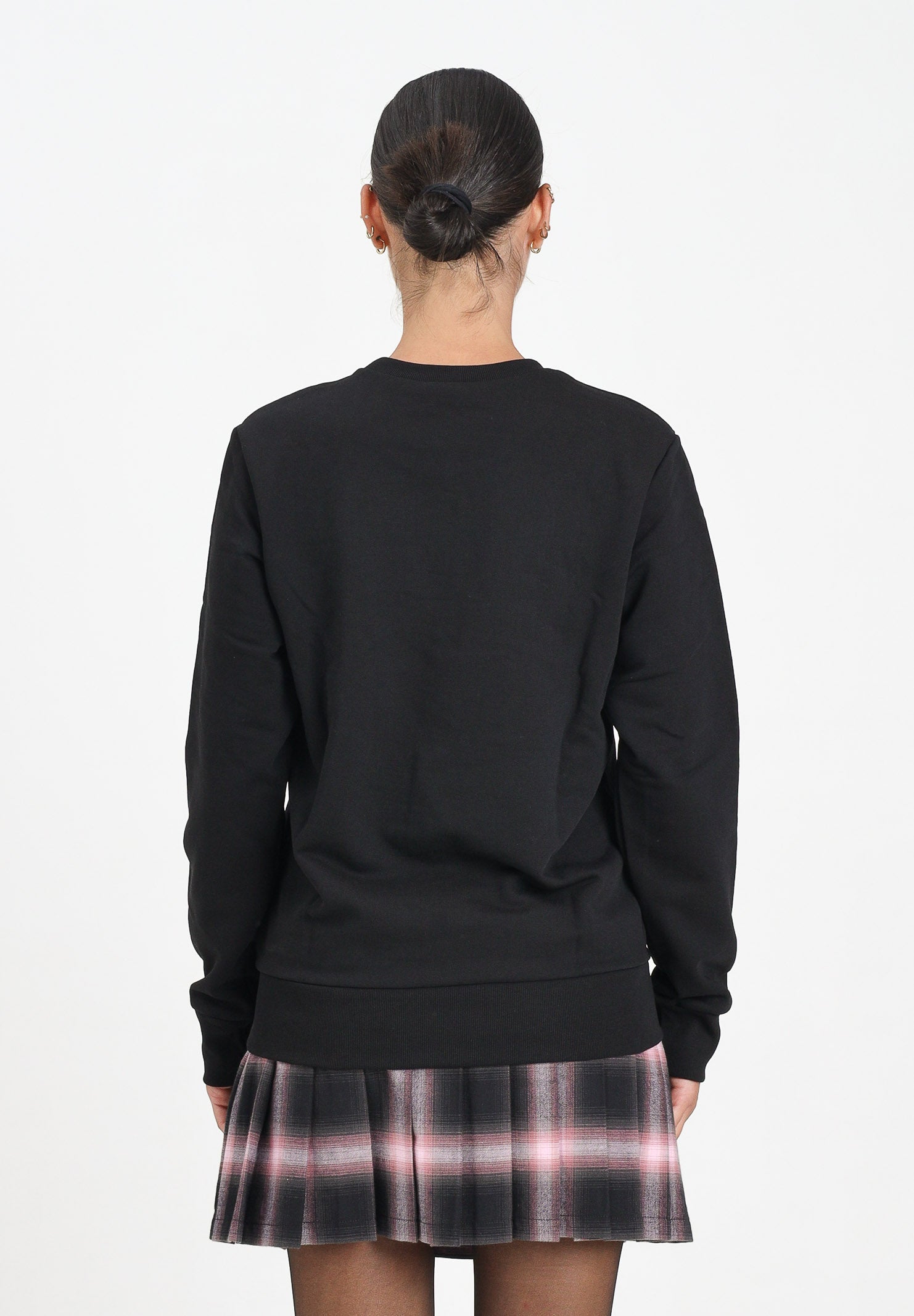 N21 Felpa girocollo nera per donna, ragazzi e bambini con logo a contrasto N21588N0154 0N900 N21 