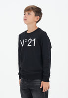 N21 Felpa girocollo nera per donna, ragazzi e bambini con logo a contrasto N21588N0154 0N900 N21 