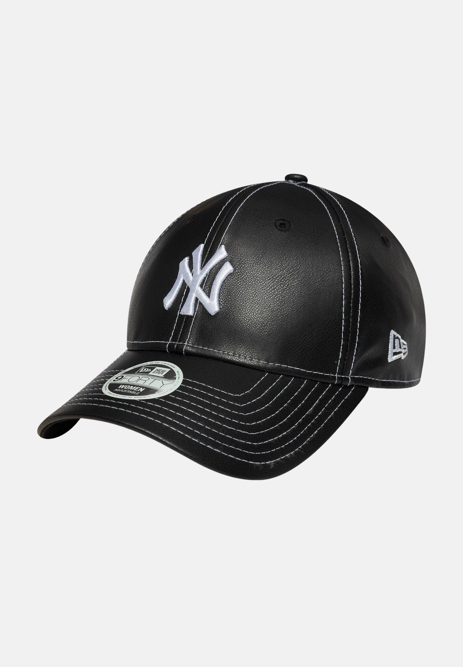 NEW ERA Cappello con visiera 9FORTY New York Yankees MLB Topstitch in ecopelle nero per uomo e donna 60691323 . NEW ERA 