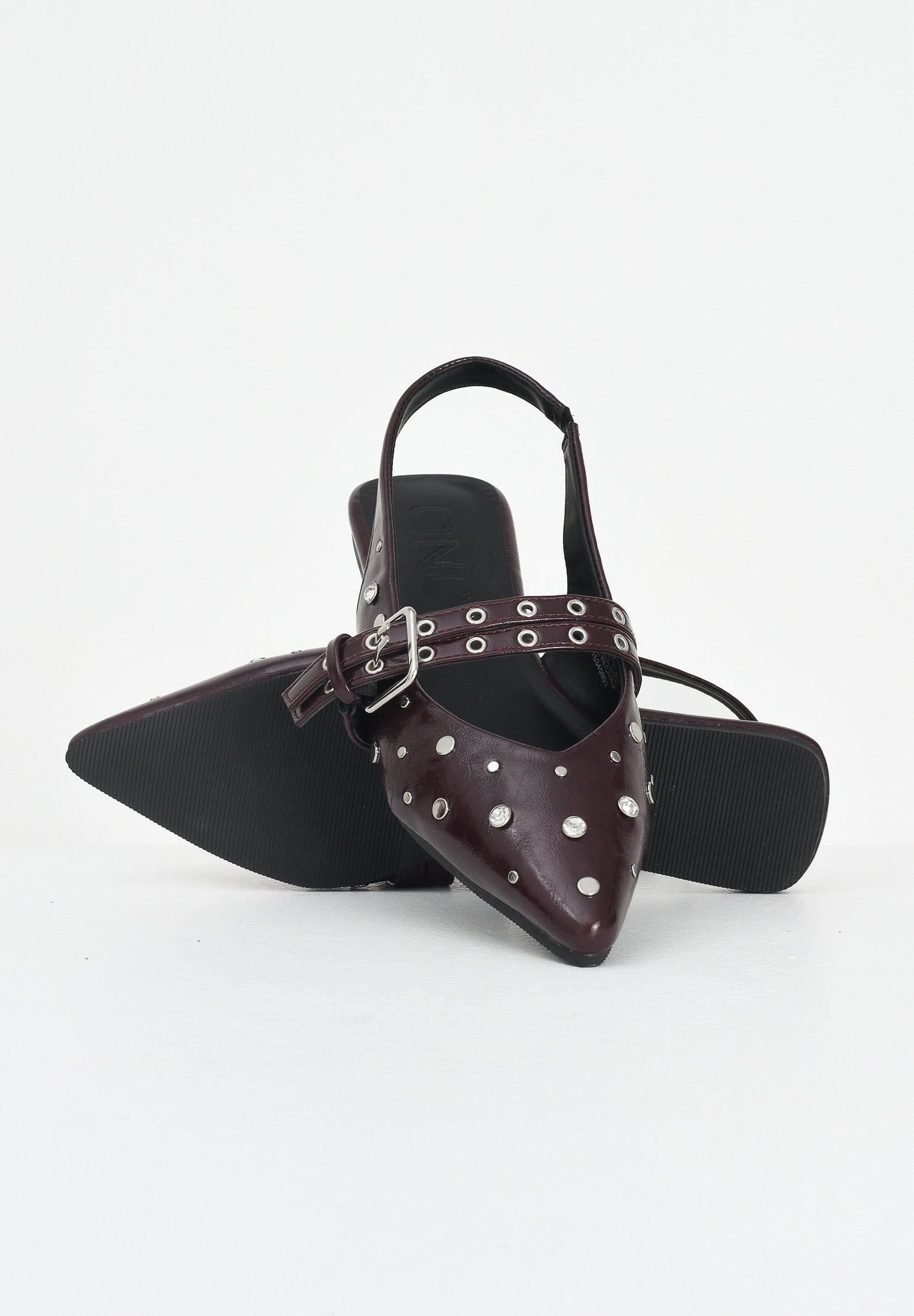 ONLY Sandali bordeaux da donna con borchie 15340903 Burgundy ONLY 