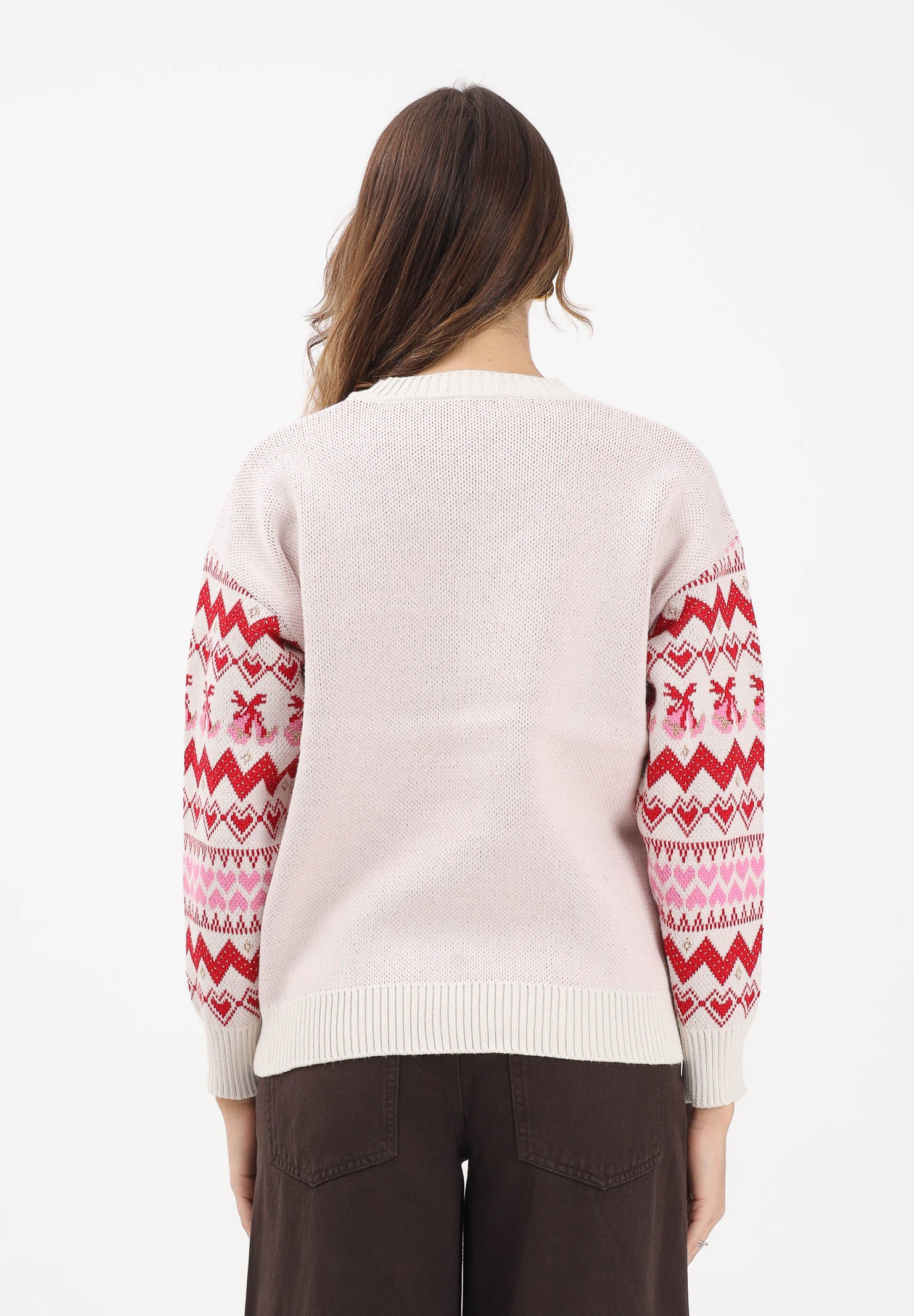ONLY Maglioncino girocollo panna da donna dal fascino natalizio 15354832 Birch ONLY 