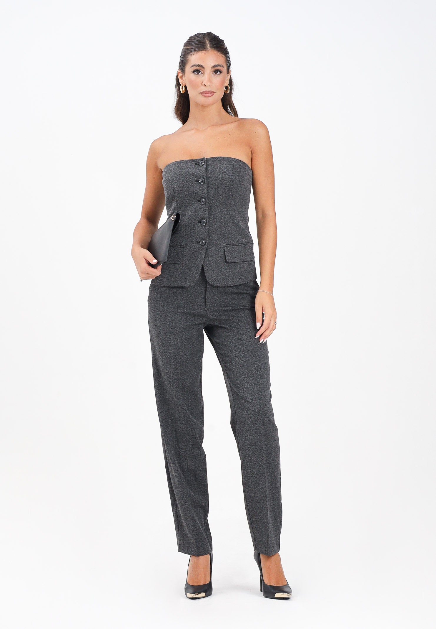 ONLY Pantalone elegante grigio da donna 15357615 DarkGreyMel ONLY 