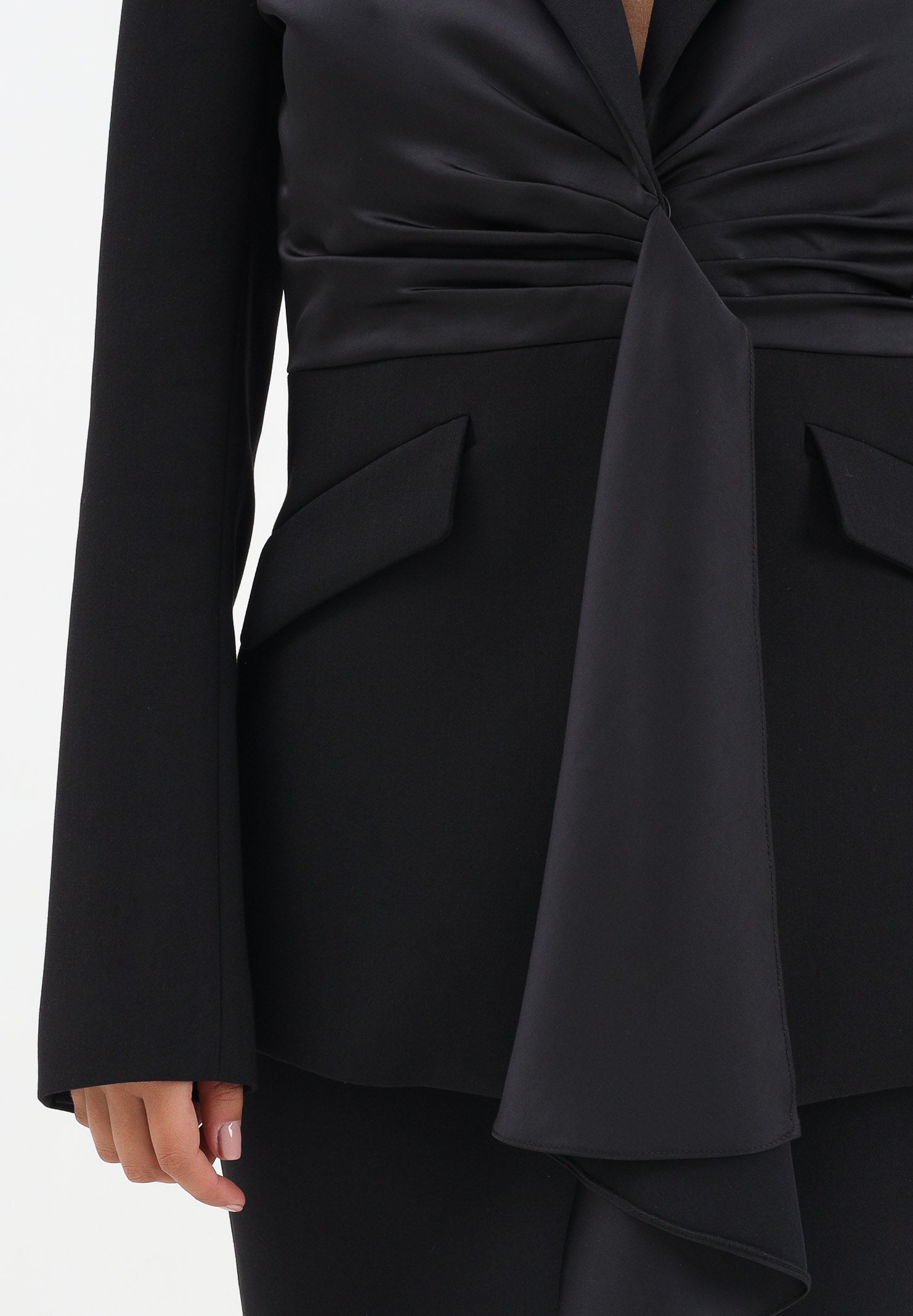 PATRIZIA PEPE Giacca nera da donna con drappeggio 2S1541A663 K103 PATRIZIA PEPE 