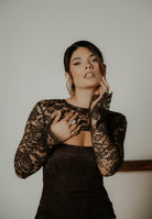 SANTAS Abito midi CHARME in pizzo marrone da donna PV2602 MA SANTAS 