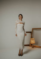 SANTAS Abito midi CHARME in pizzo panna da donna PV2602 PA SANTAS 