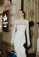 SANTAS Abito midi CHARME in pizzo panna da donna PV2602 PA SANTAS 