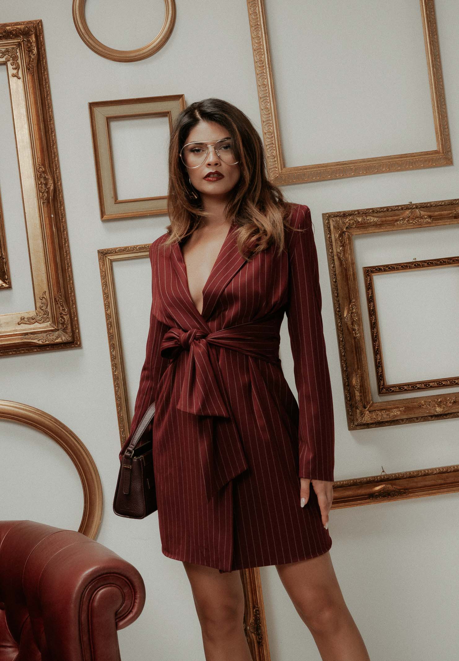 SANTAS Abito corto HÉROÏNE bordeaux da donna PV2604 BO SANTAS 