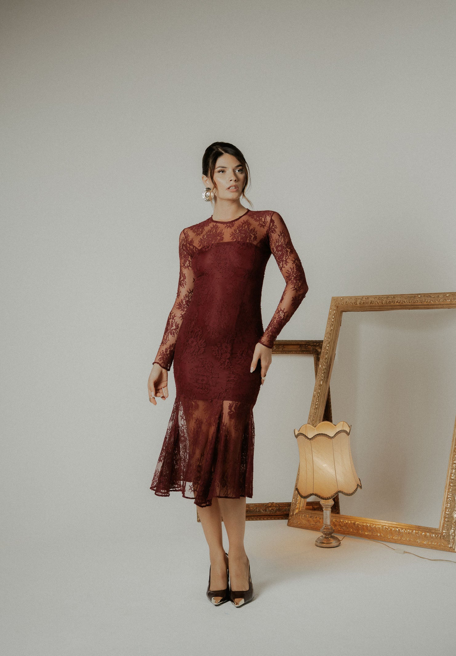 SANTAS Abito midi ÉTERNELLE bordeaux da donna PV2608 BO SANTAS 