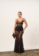 SANTAS Body RADIANCE marrone da donna con ricamo in pizzo floreale PV2615 MA SANTAS 