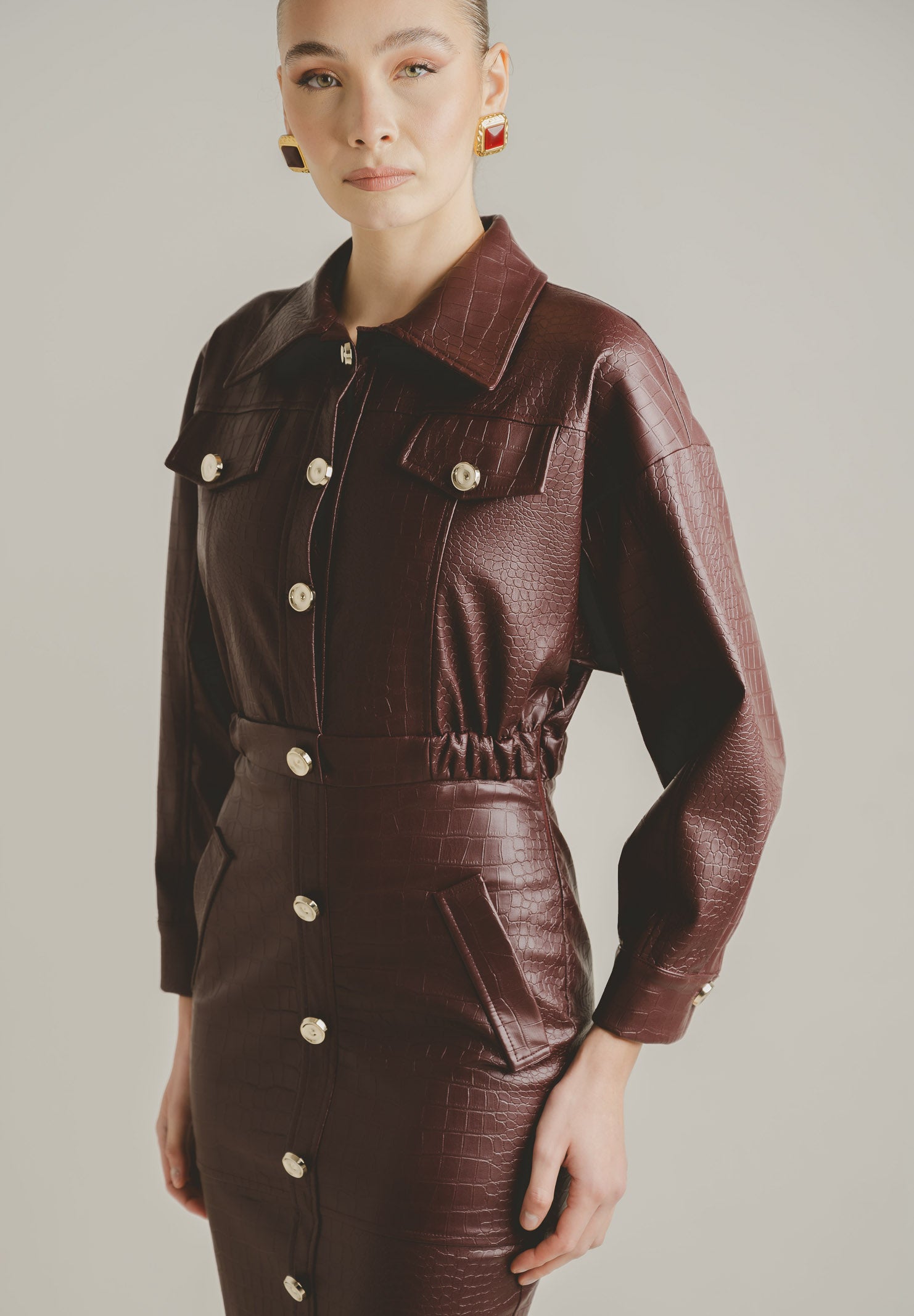 SANTAS Abito midi MYSTÈRE bordeaux da donna PV2618 BO SANTAS 