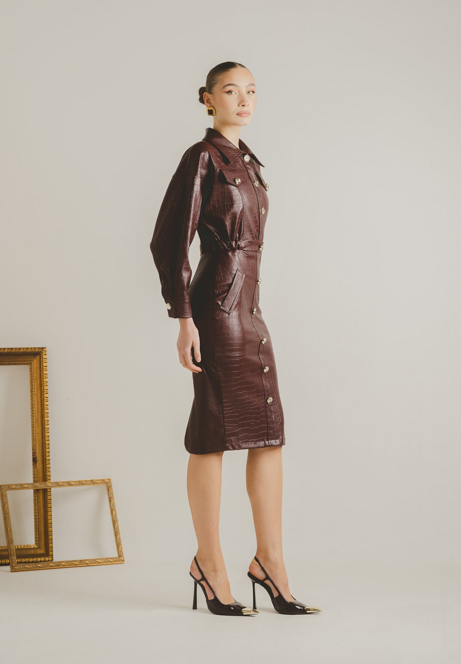 SANTAS Abito midi MYSTÈRE bordeaux da donna PV2618 BO SANTAS 