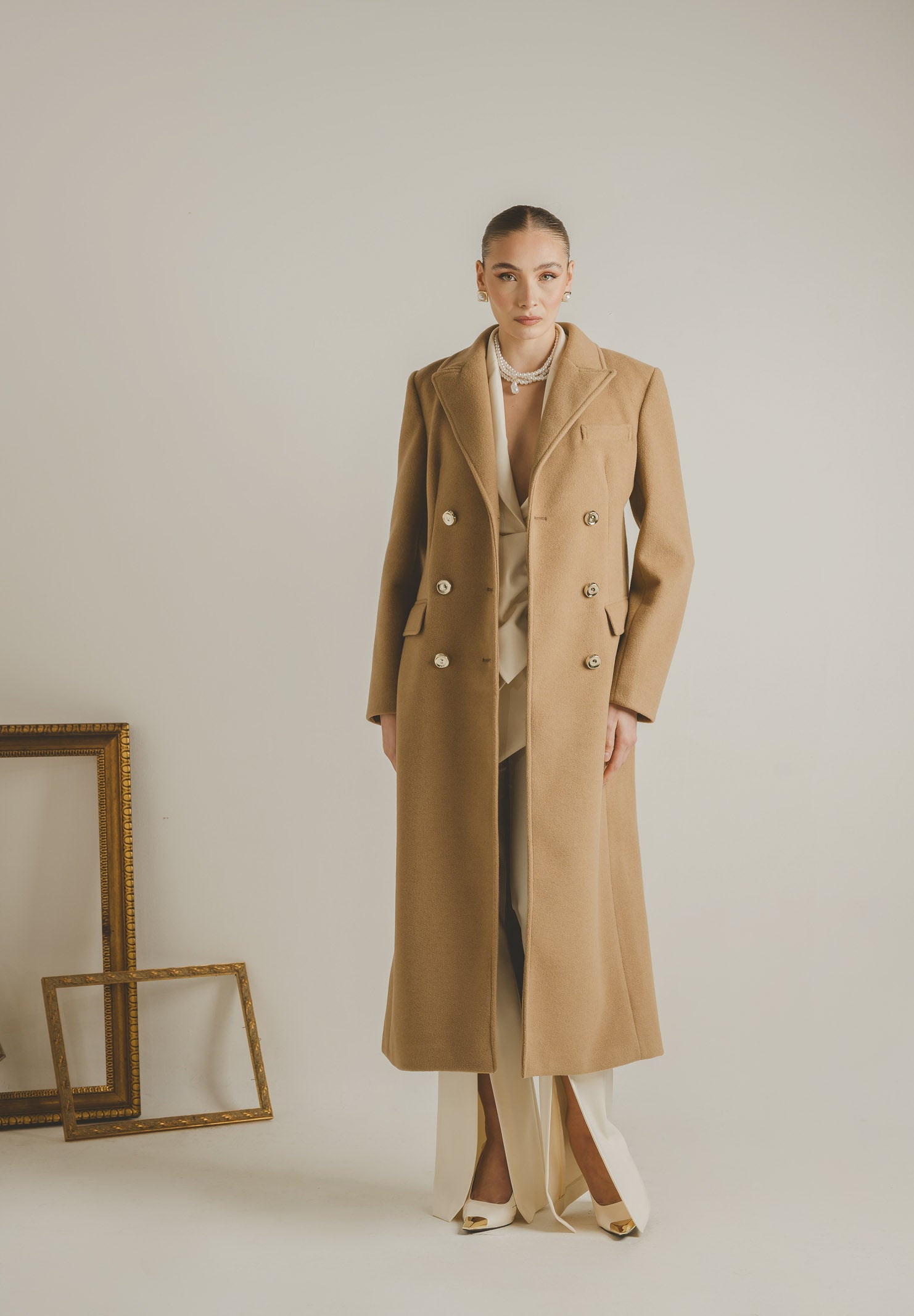 SANTAS Cappotto lungo ÉCLIPSE beige da donna PV2623 BE SANTAS 