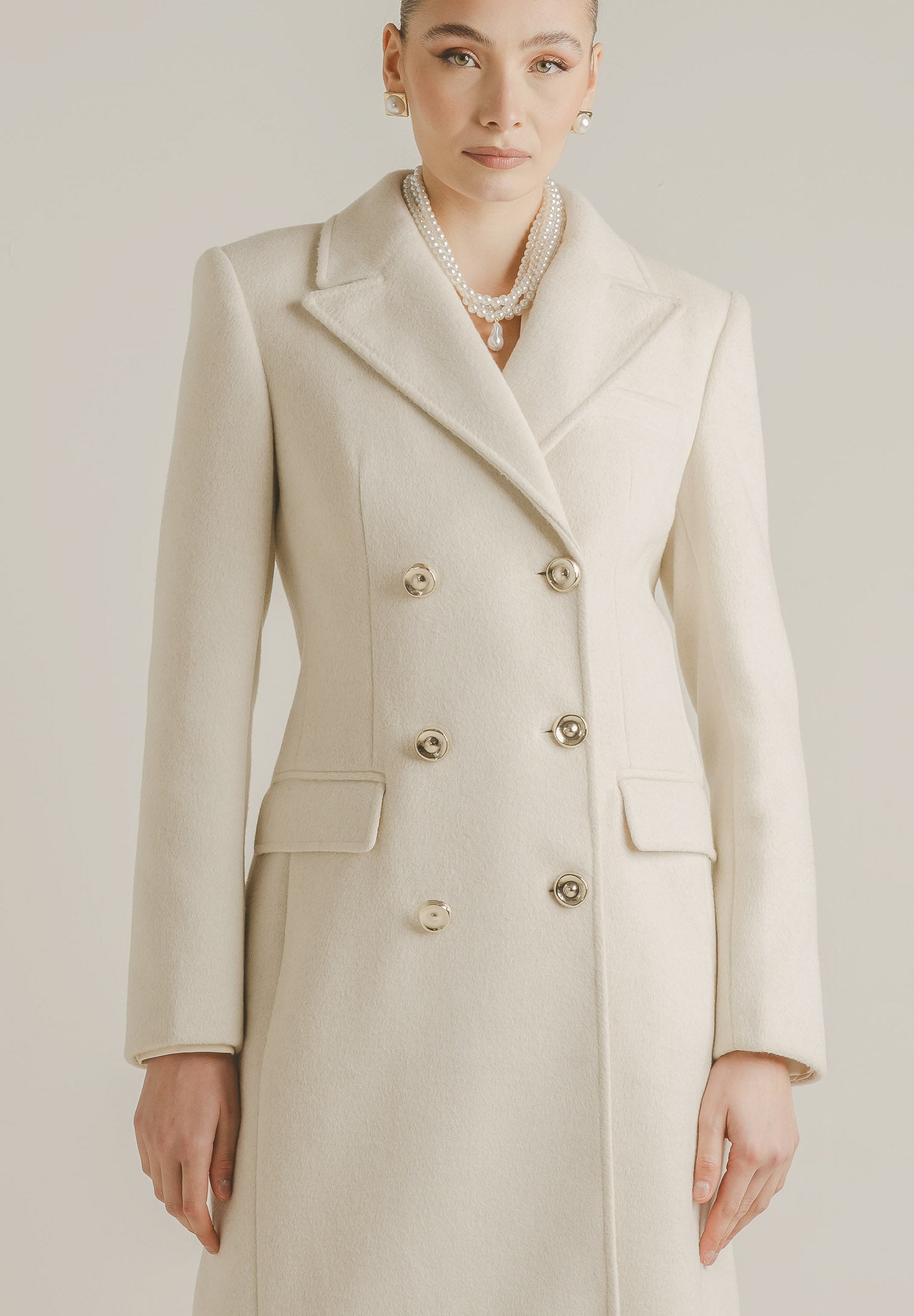 SANTAS Cappotto lungo ÉCLIPSE panna da donna PV2623 PA SANTAS 
