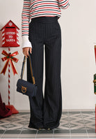 SANTAS Pantalone elegante POUVOIR blu da donna con micro gessatura verticale PV2626 BL SANTAS 