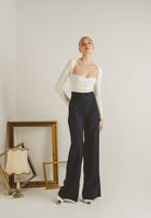 SANTAS Pantalone elegante POUVOIR blu da donna con micro gessatura verticale PV2626 BL SANTAS 