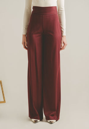 SANTAS Pantalone elegante POUVOIR bordeaux da donna con micro gessatura PV2626 BO SANTAS 