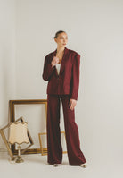 SANTAS Pantalone elegante POUVOIR bordeaux da donna con micro gessatura PV2626 BO SANTAS 