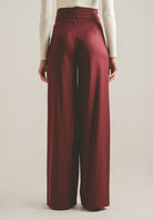 SANTAS Pantalone elegante POUVOIR bordeaux da donna con micro gessatura PV2626 BO SANTAS 