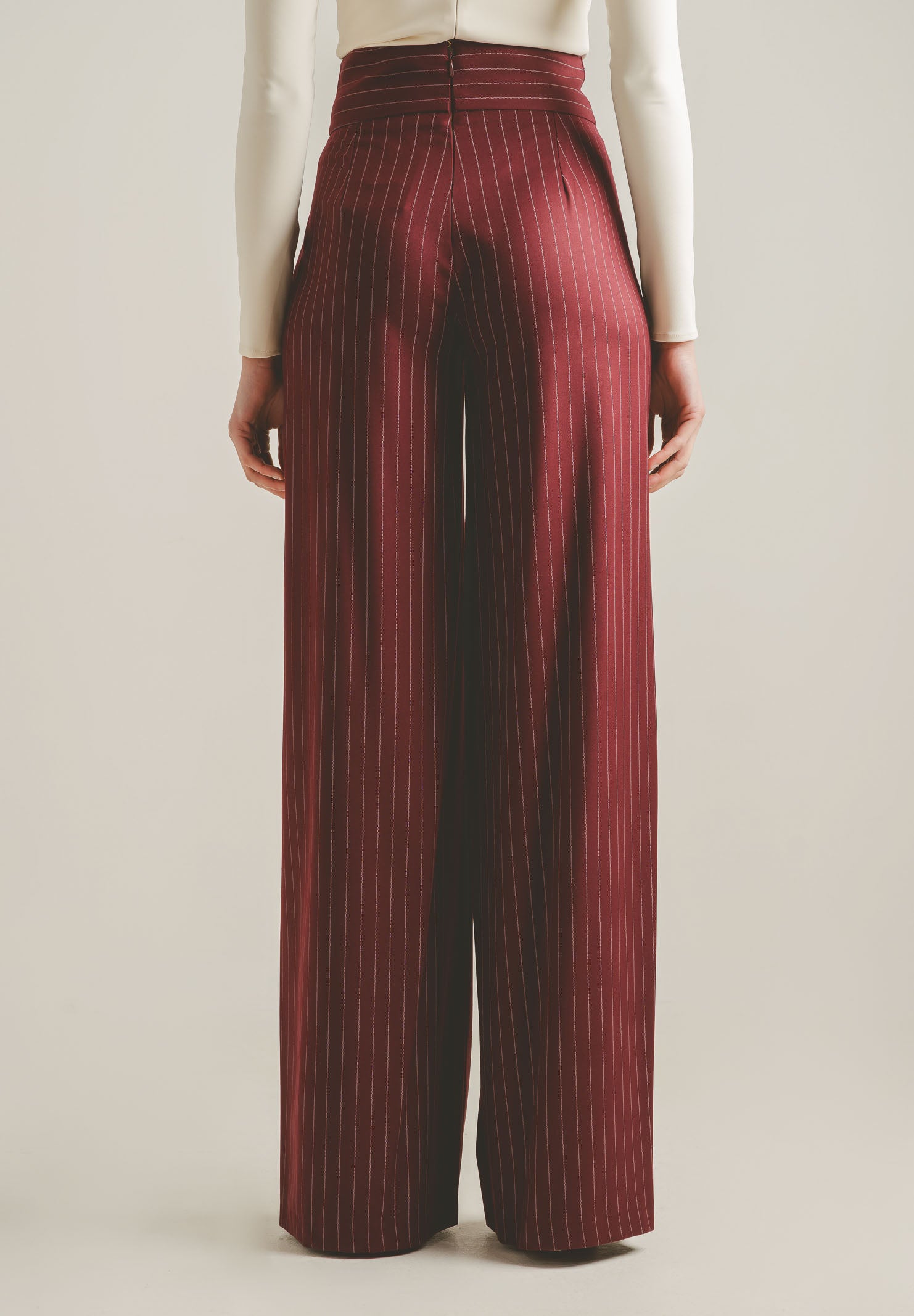 SANTAS Pantalone elegante POUVOIR bordeaux da donna con micro gessatura PV2626 BO SANTAS 