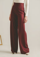 SANTAS Pantalone elegante POUVOIR bordeaux da donna con micro gessatura PV2626 BO SANTAS 