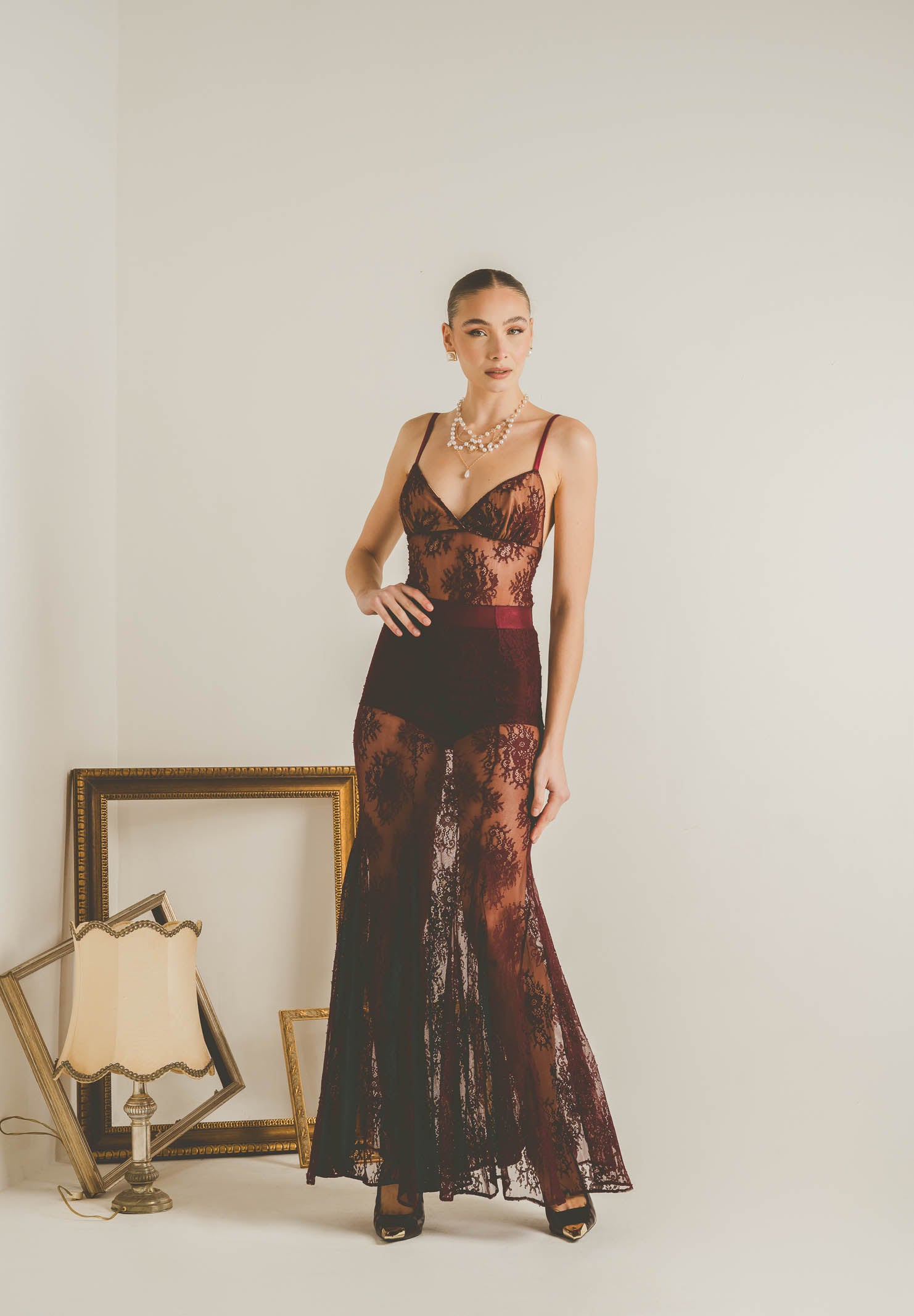 SANTAS Gonna lunga NUIT bordeaux da donna PV2628 BO SANTAS 