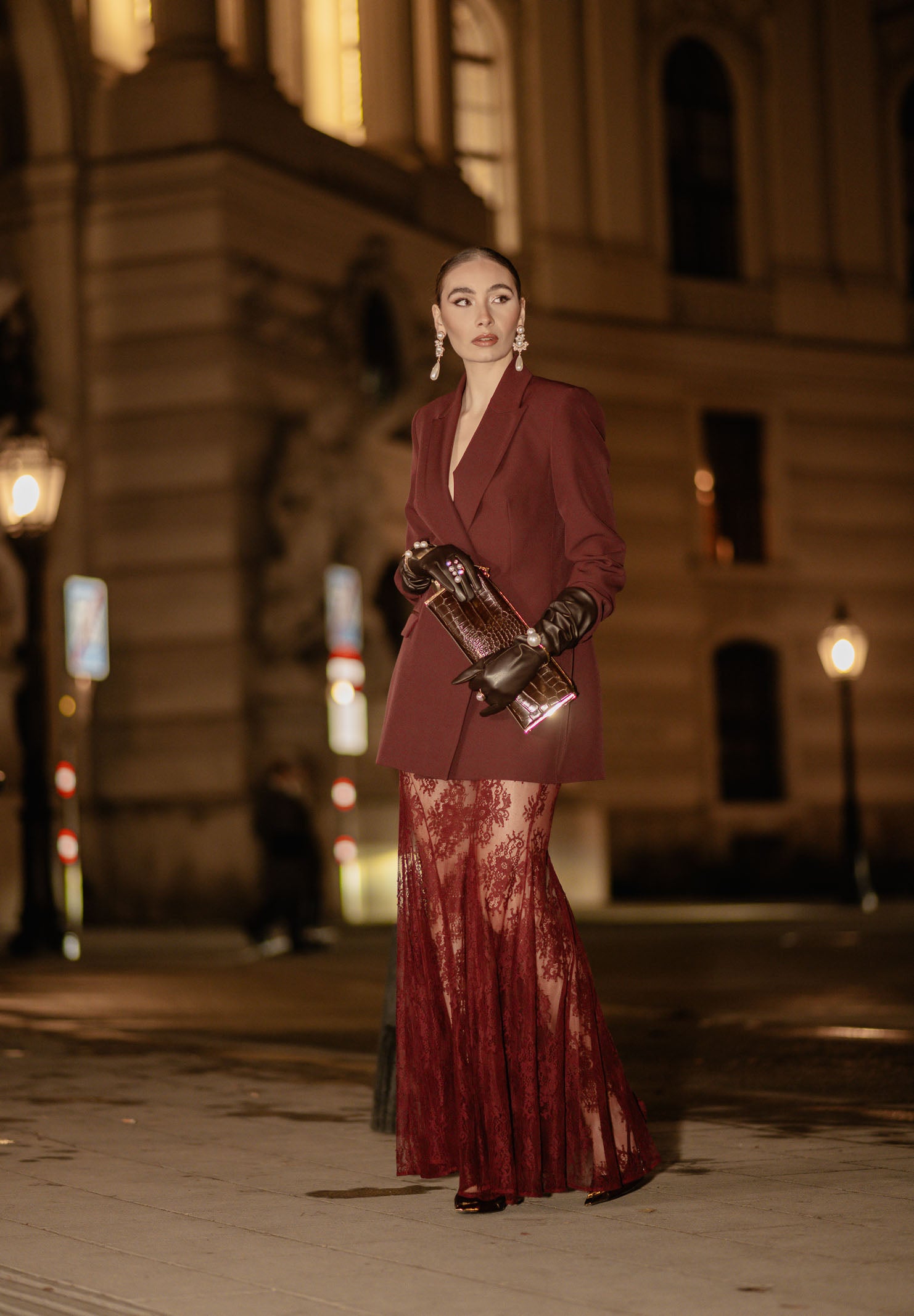 SANTAS Gonna lunga NUIT bordeaux da donna PV2628 BO SANTAS 