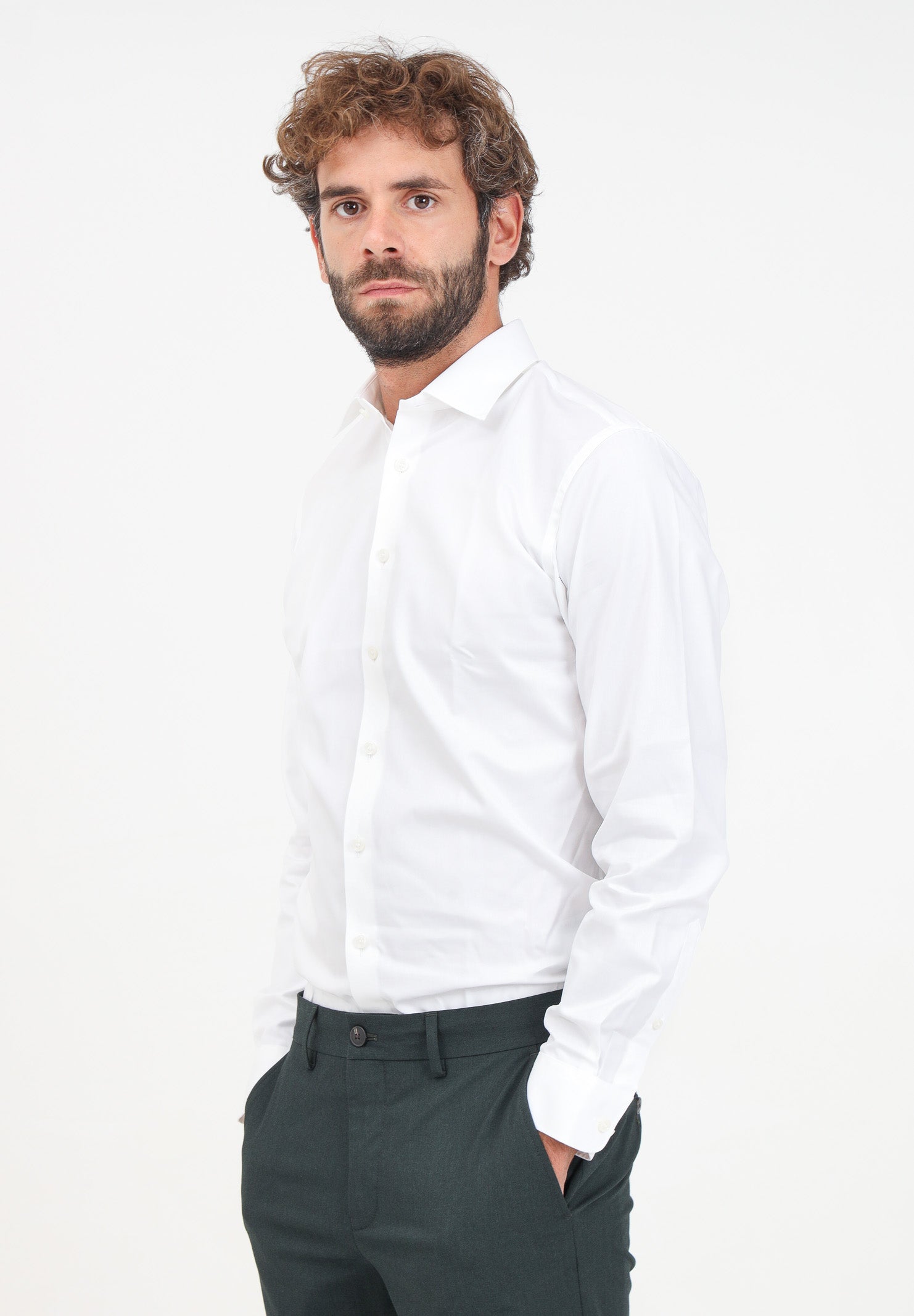 SELECTED HOMME Camicia a manica lunga bianca da uomo 16080200 BRIGHT WHITE SELECTED HOMME 