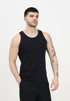 Canotta nera da uomo a costine 16092774 Black SELECTED HOMME 