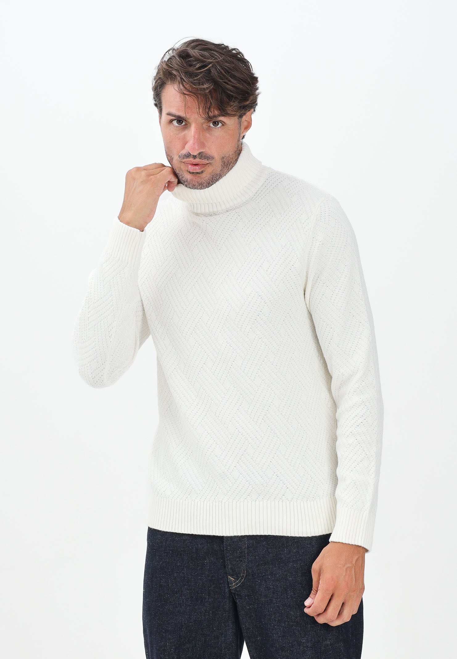 SELECTED HOMME Maglioncino a collo alto panna da uomo 16098329 Egret SELECTED HOMME 