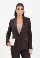 VICOLO Giacca marrone da donna con inserti in raso TF0304 FU69 VICOLO 