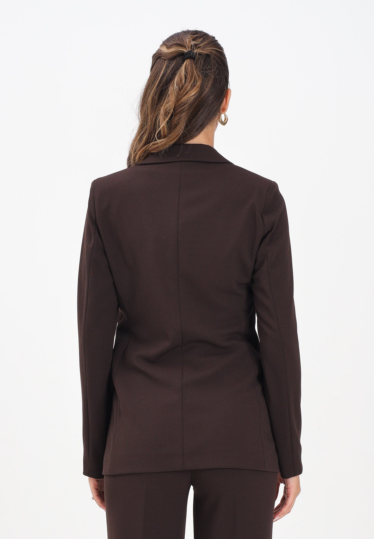 VICOLO Giacca marrone da donna con inserti in raso TF0304 FU69 VICOLO 