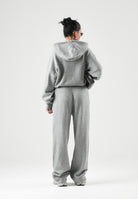 ADIDAS ORIGINALS Maglione con cappuccio KNIT HOODIE grigio per donna con tasca marsupio e mini logo iconico IA4450 . ADIDAS ORIGINALS 
