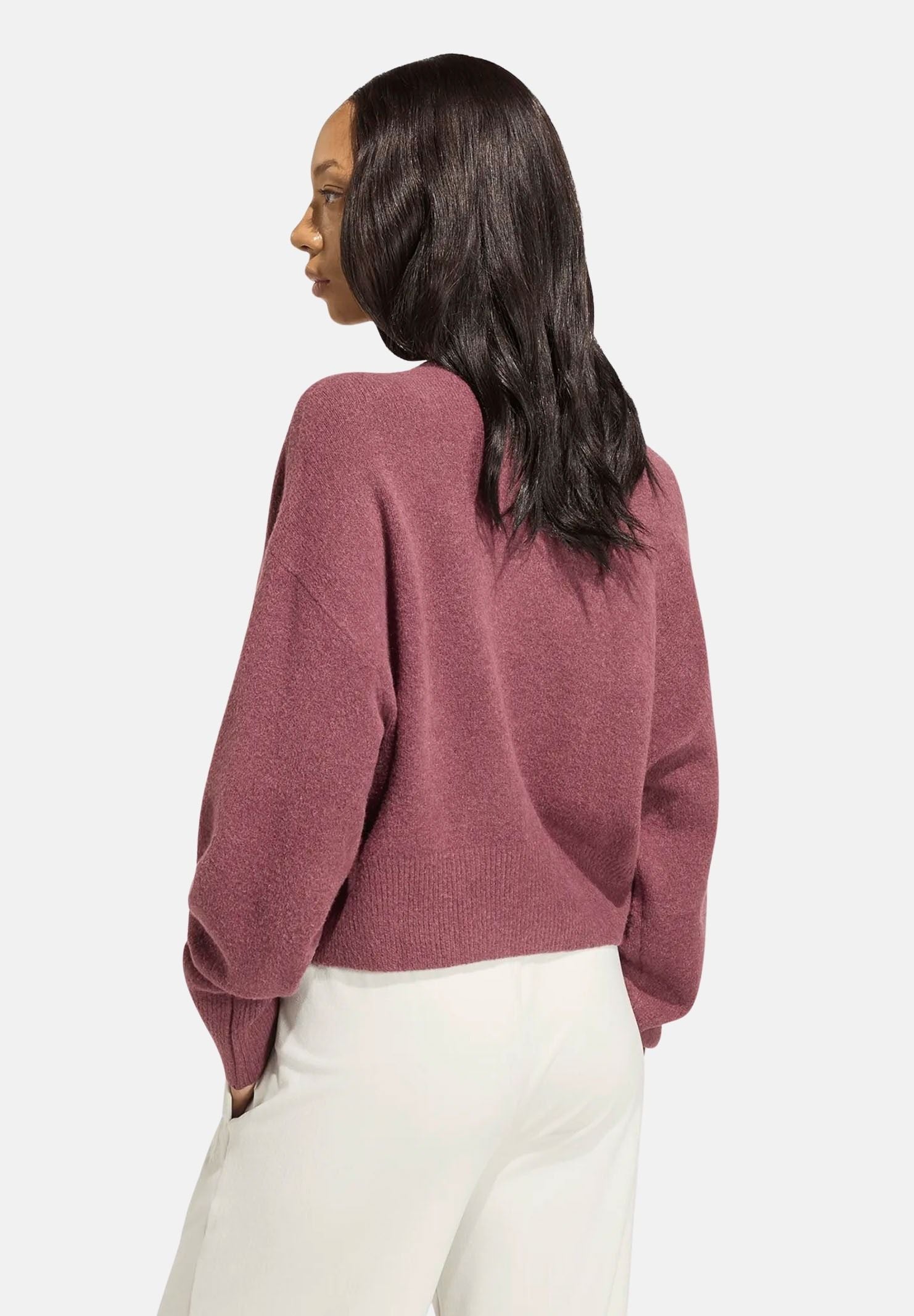 ADIDAS ORIGINALS Cardigan ESSENTIALS KNIT CARDIGAN Burgundy, bordeaux, donna. IA4454 . ADIDAS ORIGINALS 