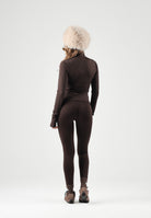 ADIDAS ORIGINALS Leggings ESSENTIALS  marrone da donna con vita alta elasticizzata e logo stampato. IA4522 . ADIDAS ORIGINALS 