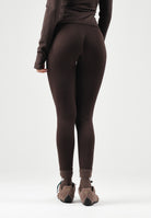 ADIDAS ORIGINALS Leggings ESSENTIALS  marrone da donna con vita alta elasticizzata e logo stampato. IA4522 . ADIDAS ORIGINALS 