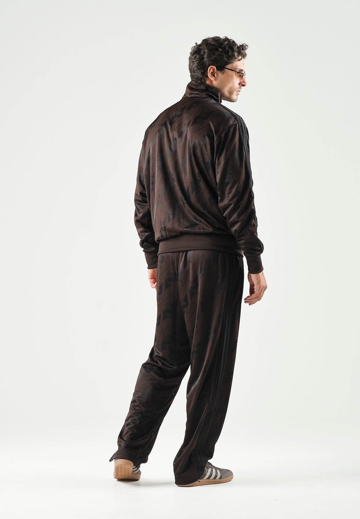 ADIDAS ORIGINALS Felpa con zip FIREBIRD  monogram marrone scuro  da uomo IA4536 . ADIDAS ORIGINALS 