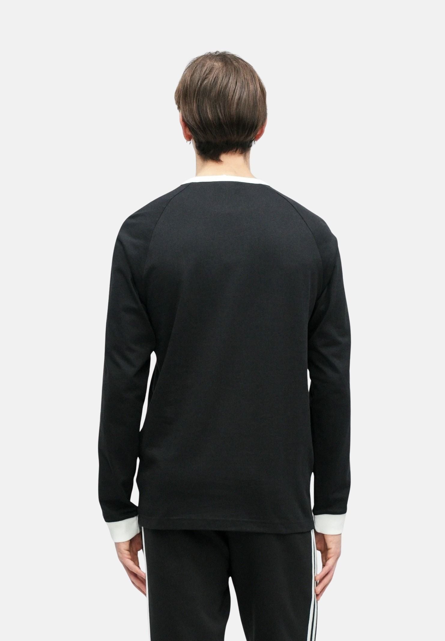 ADIDAS ORIGINALS T-shirt ADICOLOR CLASSIC a manica lunga nera da uomo, 3-Stripes IA4877 . ADIDAS ORIGINALS 