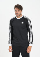 ADIDAS ORIGINALS T-shirt ADICOLOR CLASSIC a manica lunga nera da uomo, 3-Stripes IA4877 . ADIDAS ORIGINALS 