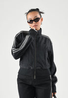 ADIDAS ORIGINALS Giubbotto di jeans FIREBIRD DENIM nera da donna con iconiche 3-Stripes sulle maniche. IB6917 . ADIDAS ORIGINALS 
