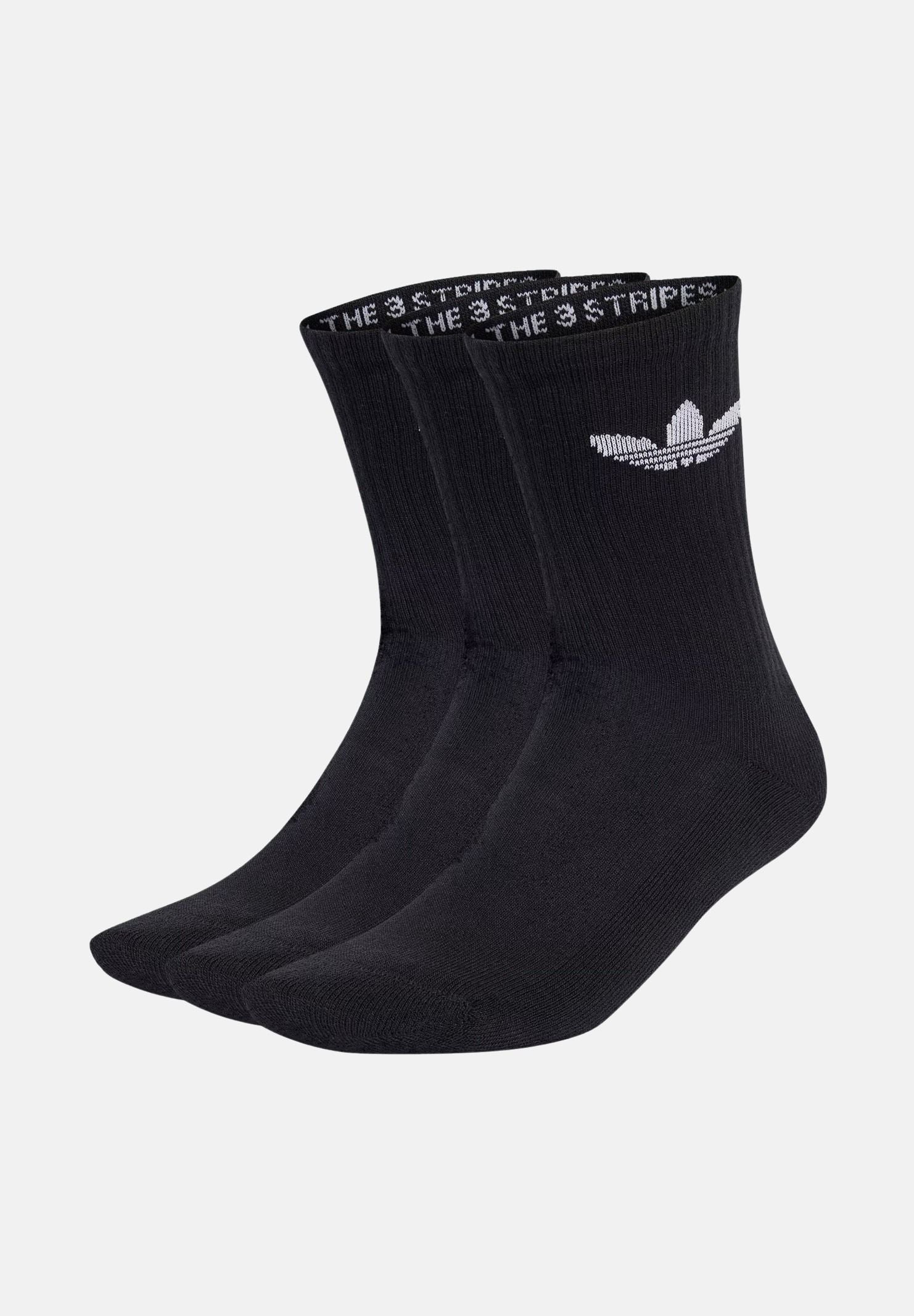 ADIDAS ORIGINALS Calzini Trefoil Cushion Crew (3 paia) neri per uomo e donna IJ5613 . ADIDAS ORIGINALS 