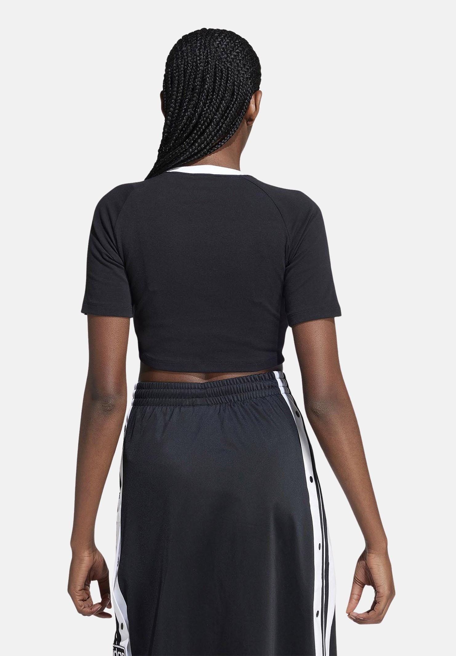 ADIDAS ORIGINALS T-shirt a manica corta 3-Stripes nera da donna IU2532 . ADIDAS ORIGINALS 