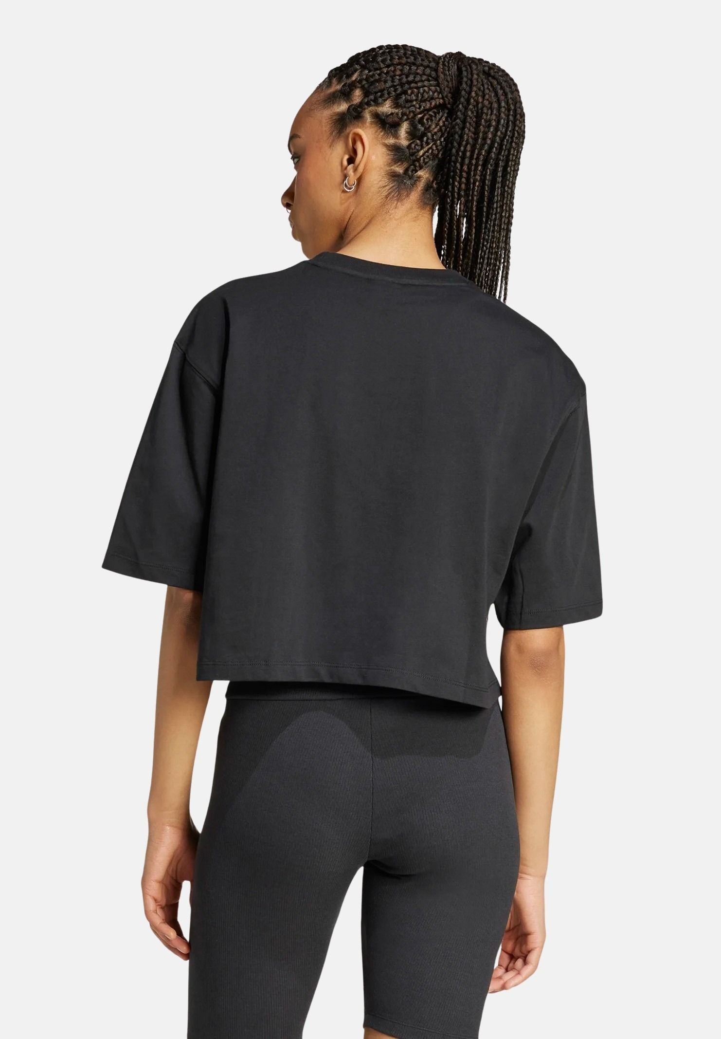 ADIDAS ORIGINALS T-shirt a manica corta Essentials Crop nera da donna IW5706 . ADIDAS ORIGINALS 