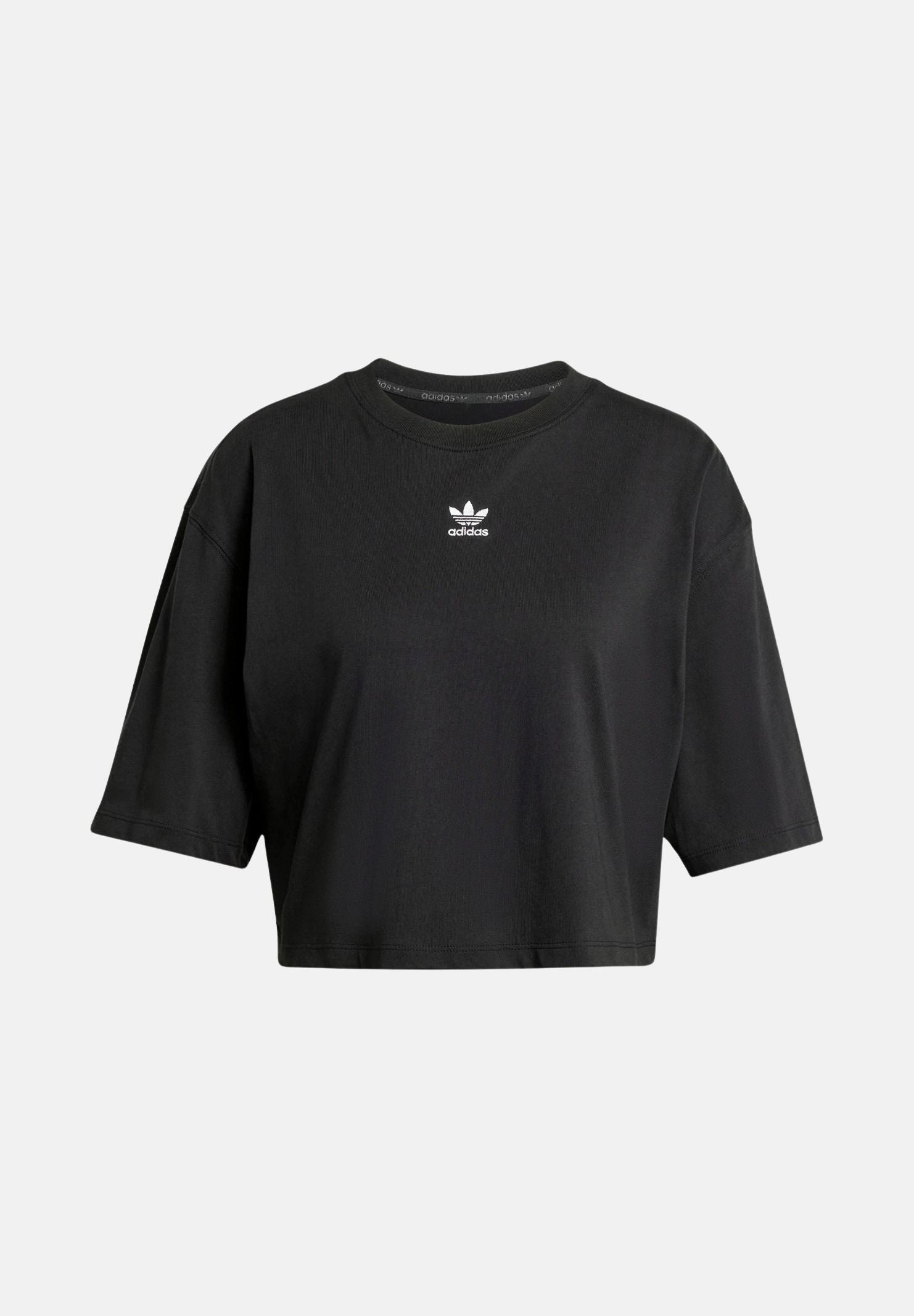 ADIDAS ORIGINALS T-shirt a manica corta Essentials Crop nera da donna IW5706 . ADIDAS ORIGINALS 